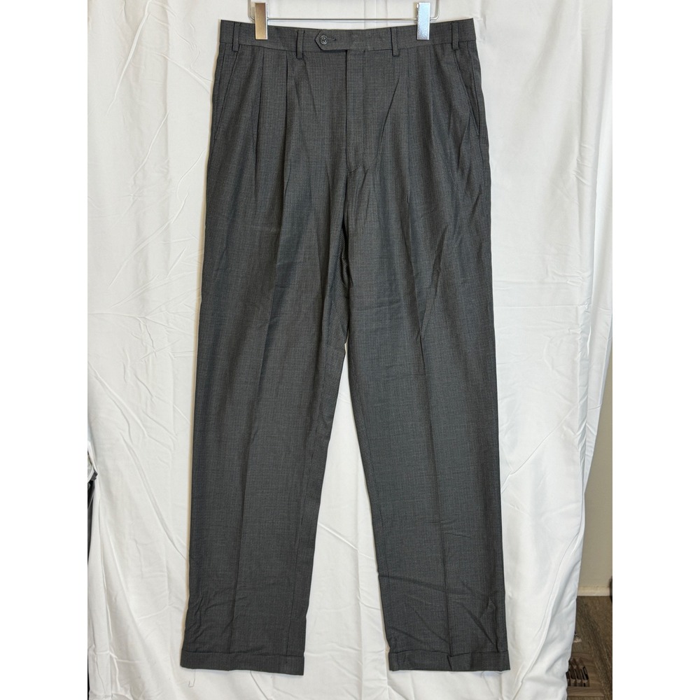 Lauren Ralph Lauren Men's‎ Grey Pleated Dress Pants 36W x 34L Polyester Rayon